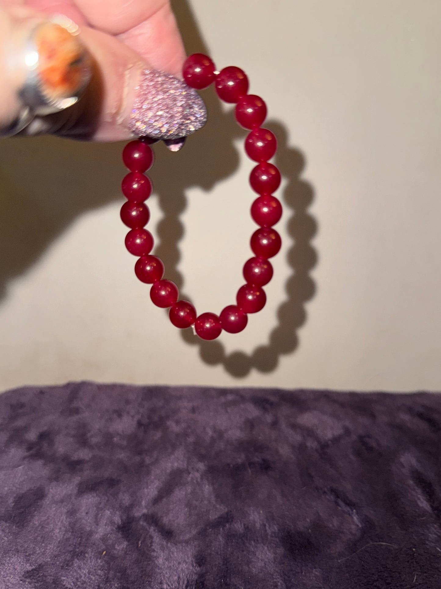Synthetic Red Spinel 8mm Bead Bracelets