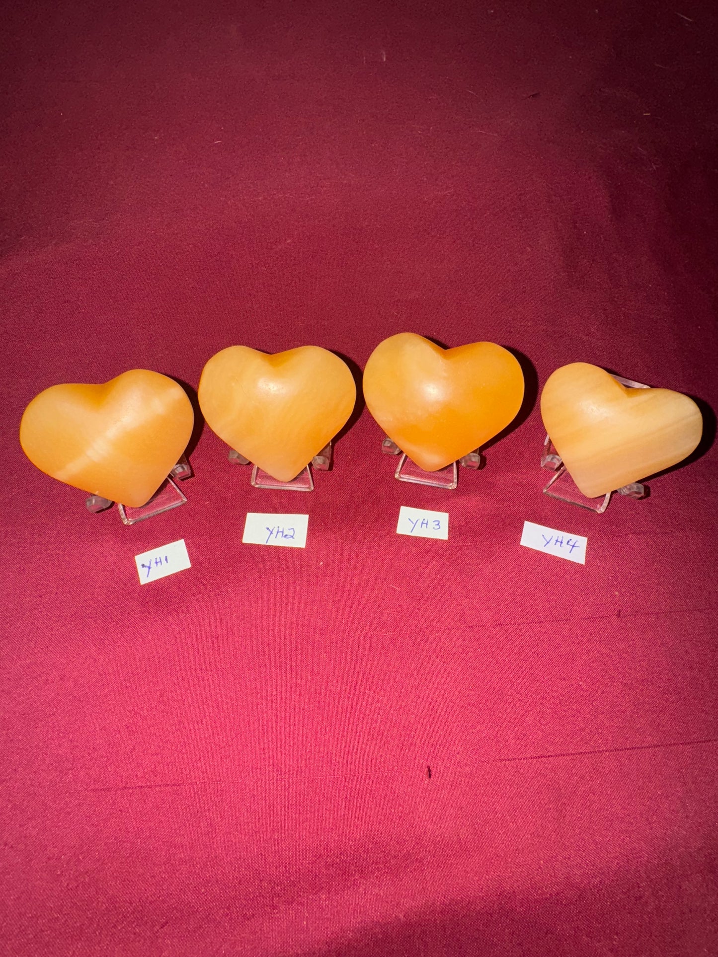 Orange Calcite Heart Carvings