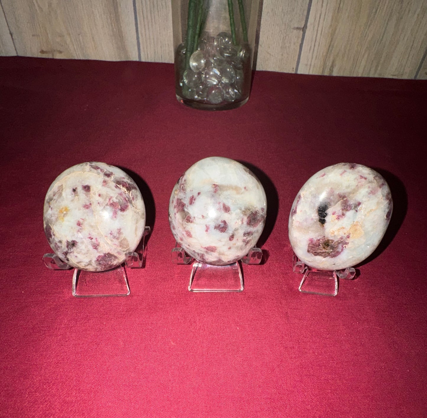 HQ Pink Tourmaline In Quartz Palm Stones