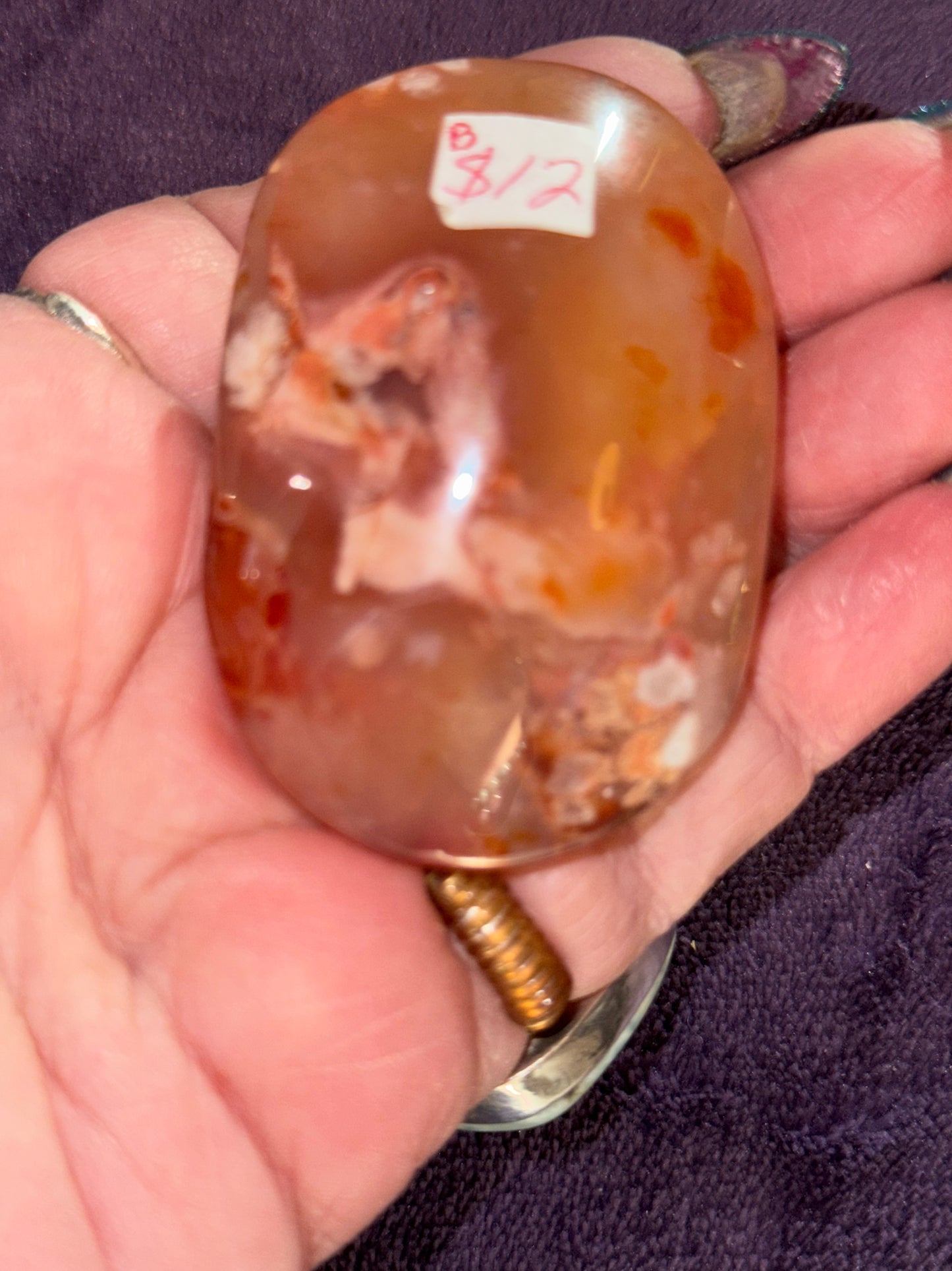 HQ Flower Quartz with Carnelian Palm Stones