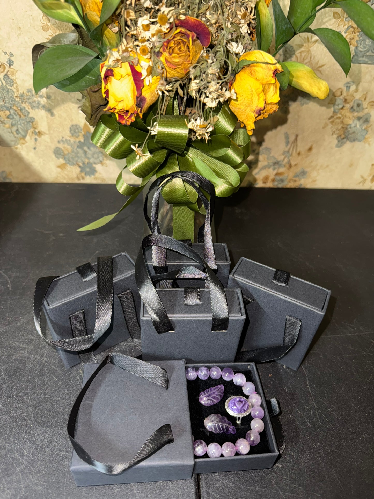 Elegant, Silky Black Gift Bag and Jewelry Gift Box In One