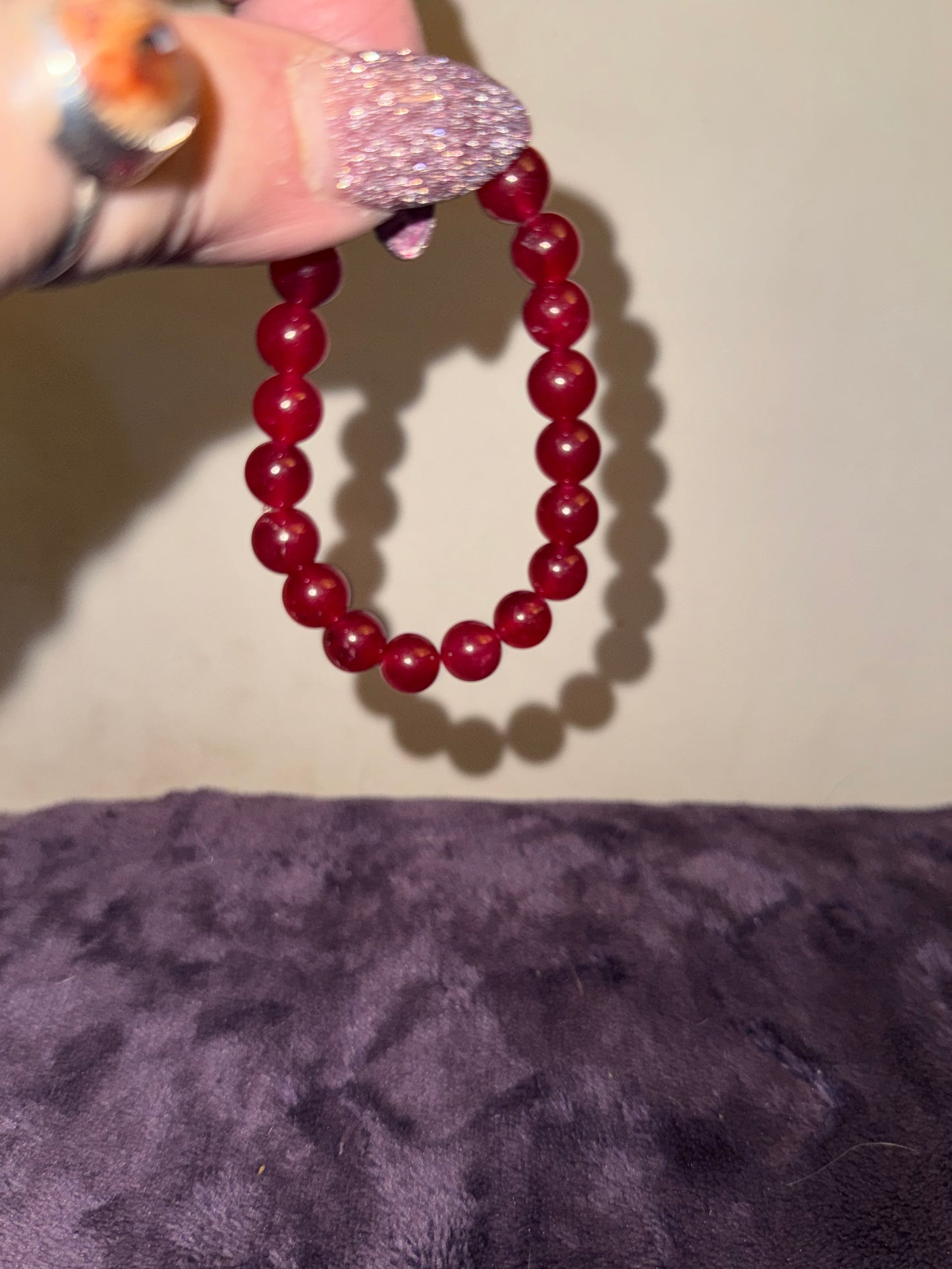 Synthetic Red Spinel 8mm Bead Bracelets