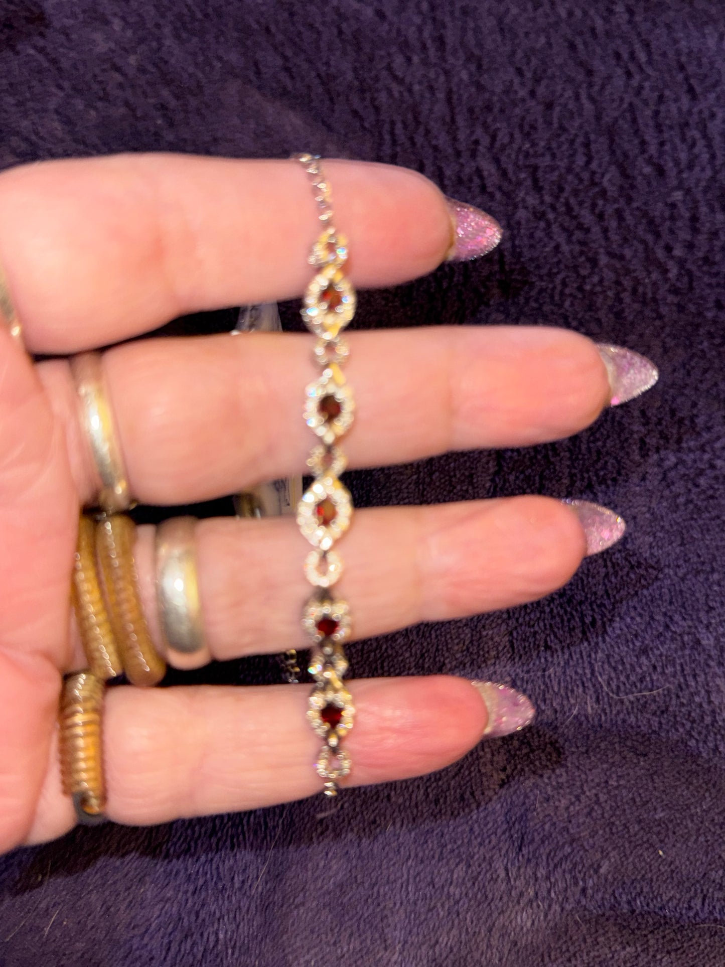 5 Stone Garnet Bracelet