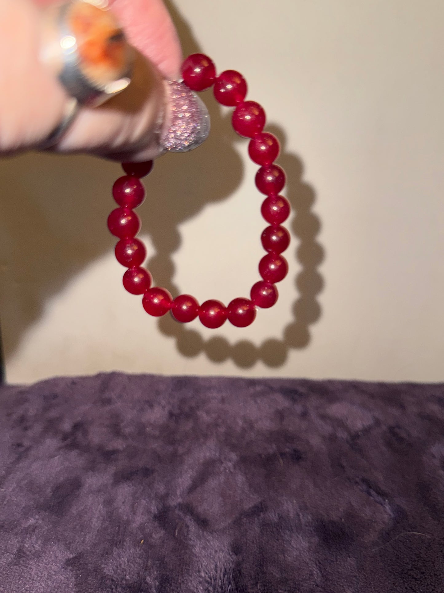 Synthetic Red Spinel 8mm Bead Bracelets