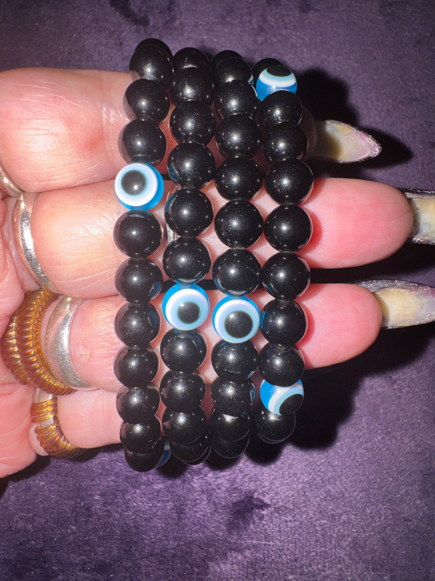 Black Obsidian Evil Eye 8mm Bracelets