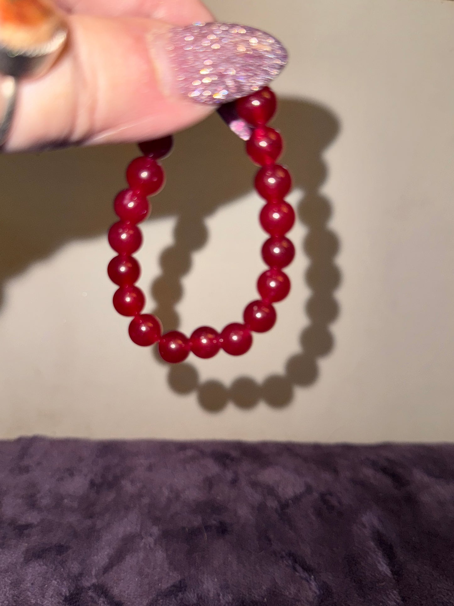 Synthetic Red Spinel 8mm Bead Bracelets