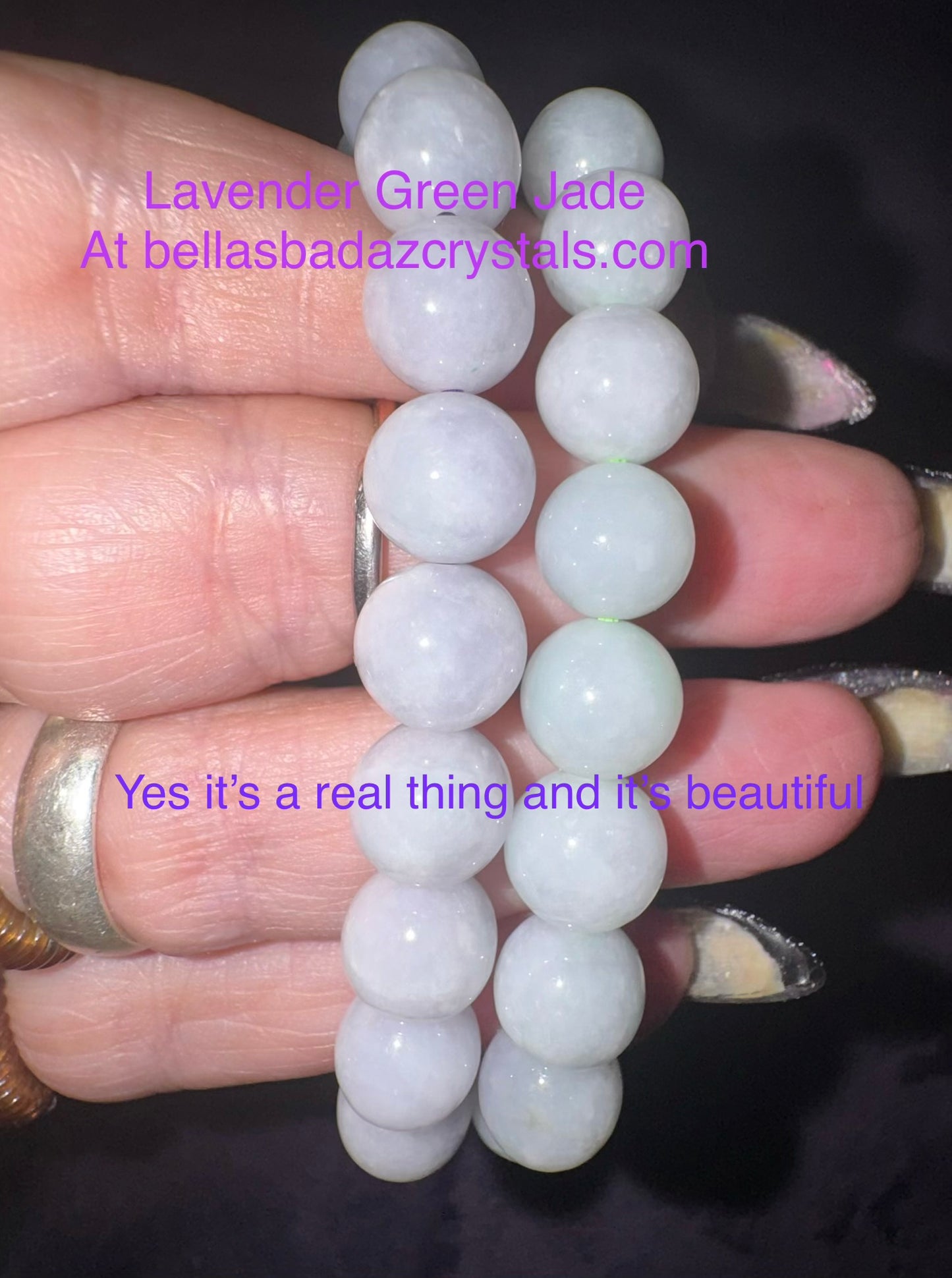 Burmese Lavender/Green Jadeite 10mm Bead Bracelets
