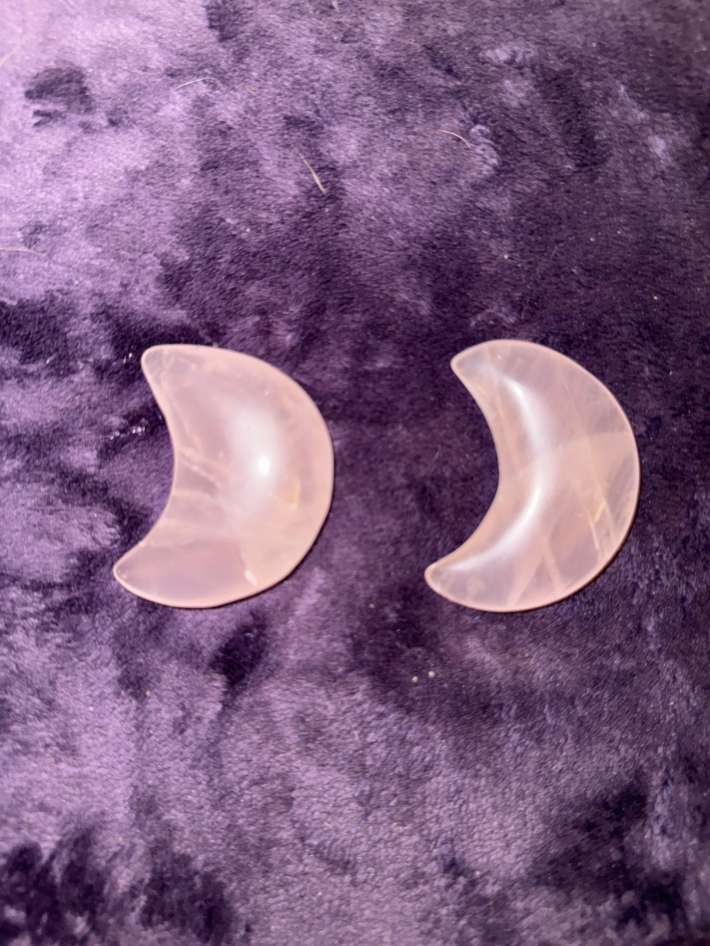 Star Rose Quartz Moon Carvings