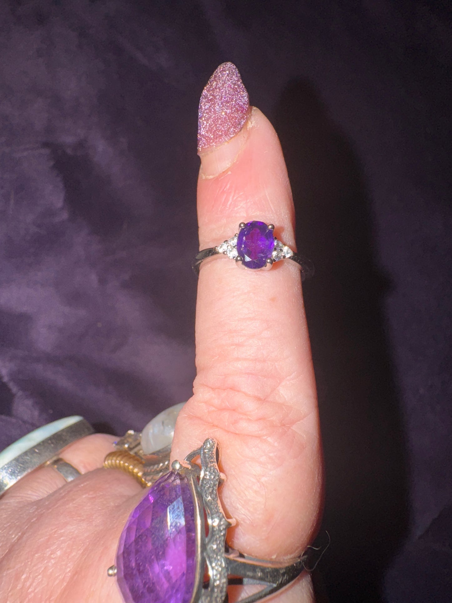 Amethyst s925 Ring and Earring Set