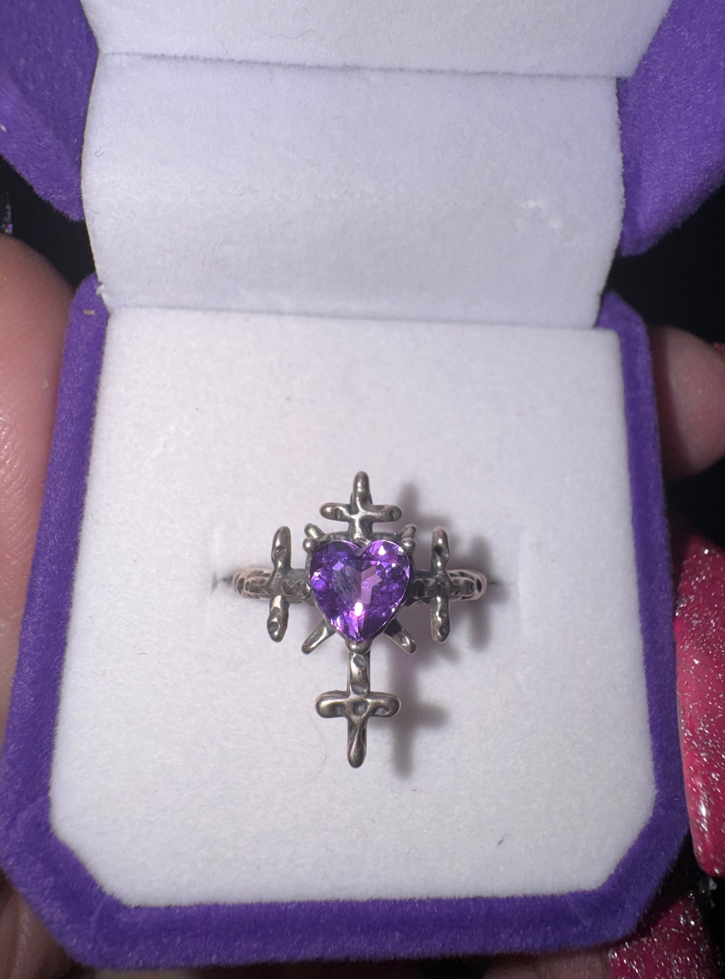 Amethyst 4 Cross Design s925 Ring