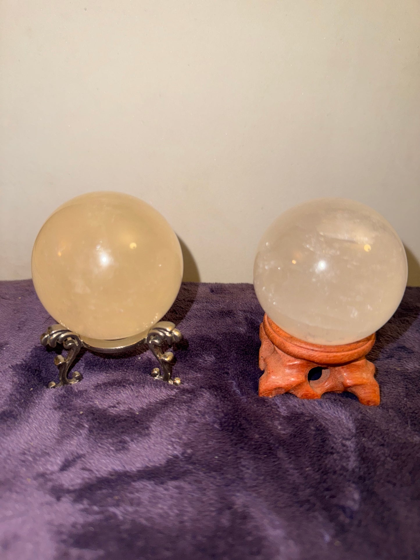 A. Clear Iceland Calcite B. Honey ( the yellow color ) Iceland Calcite