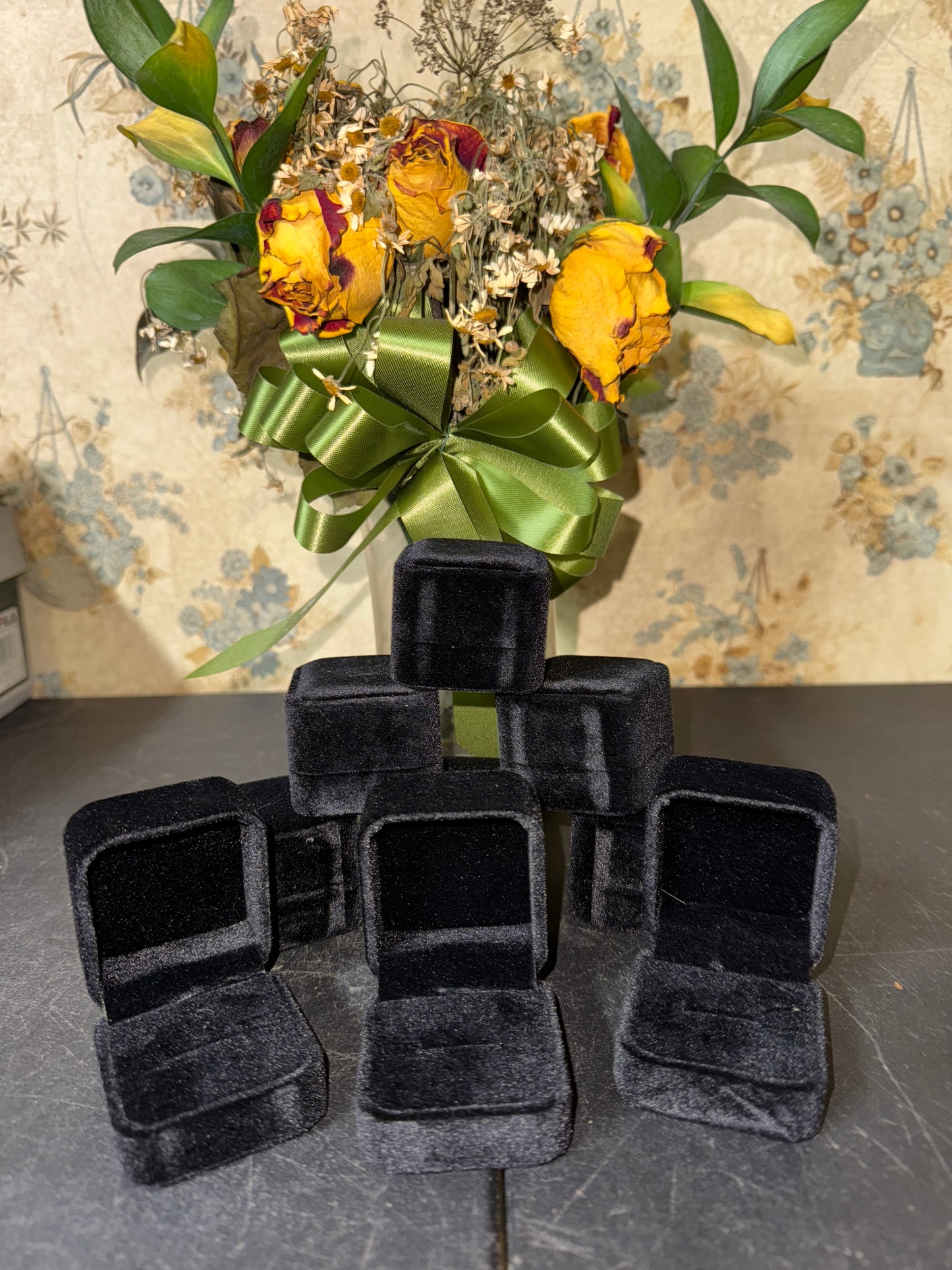 Black Velveteen Ring Boxes