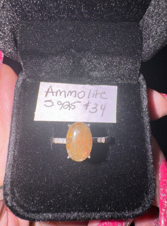 Ammolite Adjustable s925 Ring