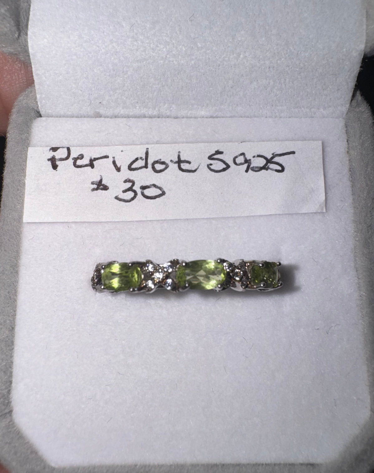 Brand New Addition Yet Included In The Discount . Crazy . Adjustable Peridot and Zirconia Band Style Ring.