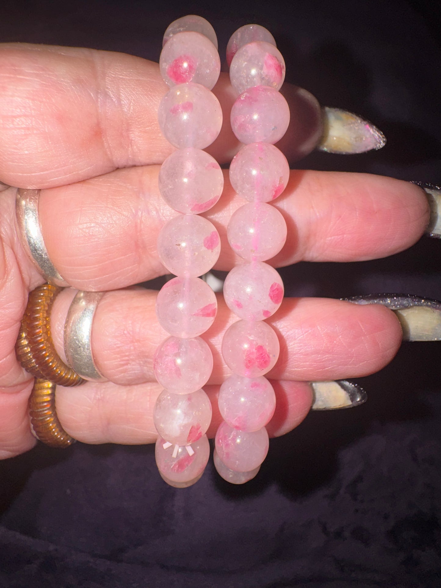 Sakura Rhodonite 9.5mm Bead Bracelet ( Brazil)
