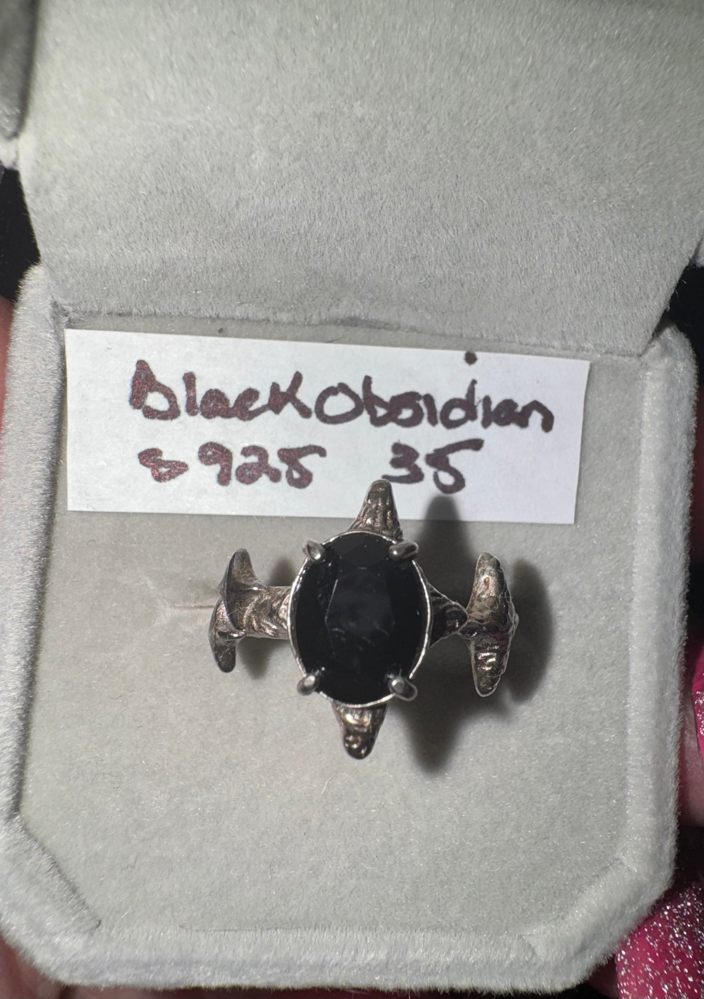 Black Obsidian Faceted s925 Ring