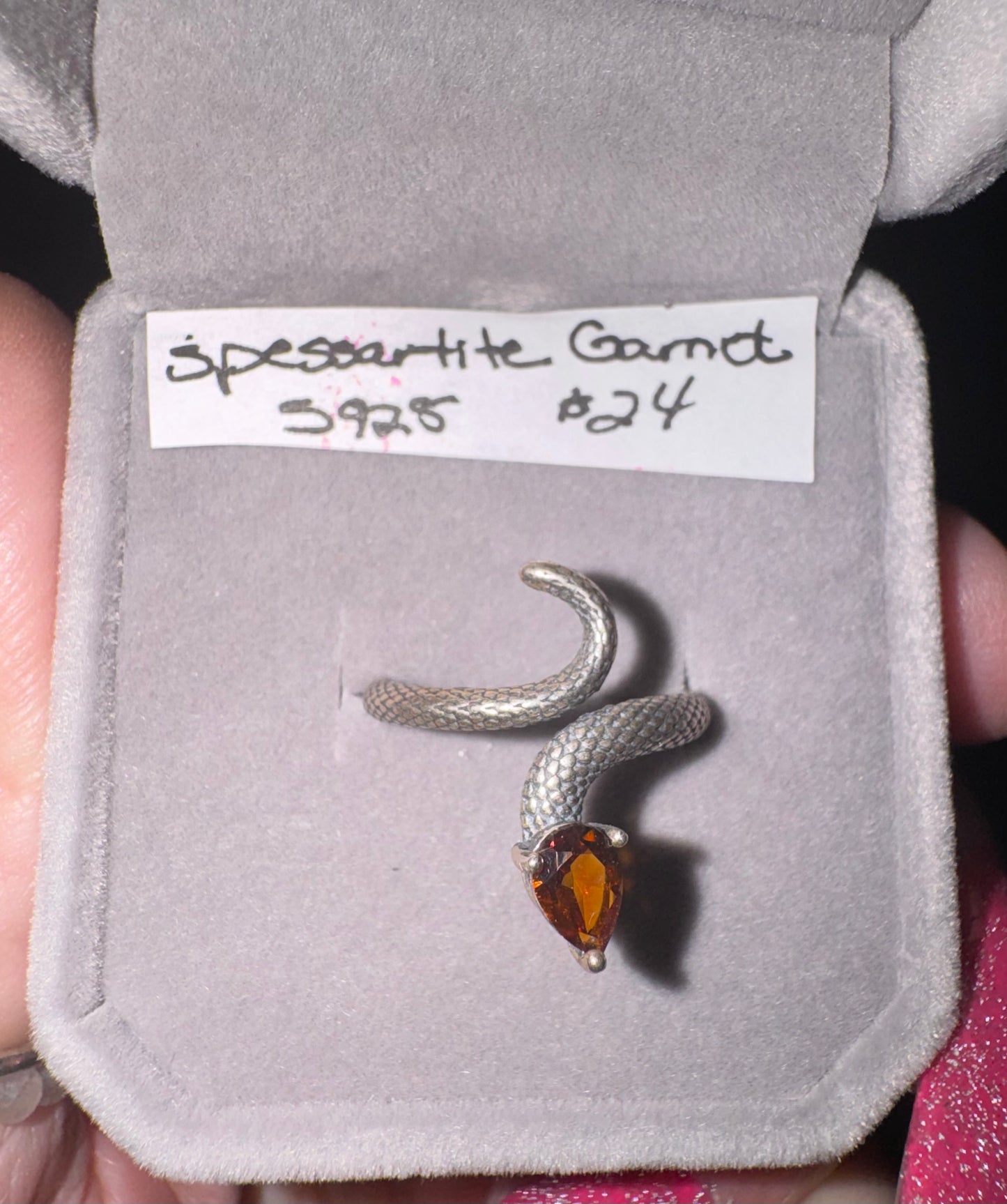 Spessartite ( Orange  )Garnet s925 Snake Ring. 2 choices.