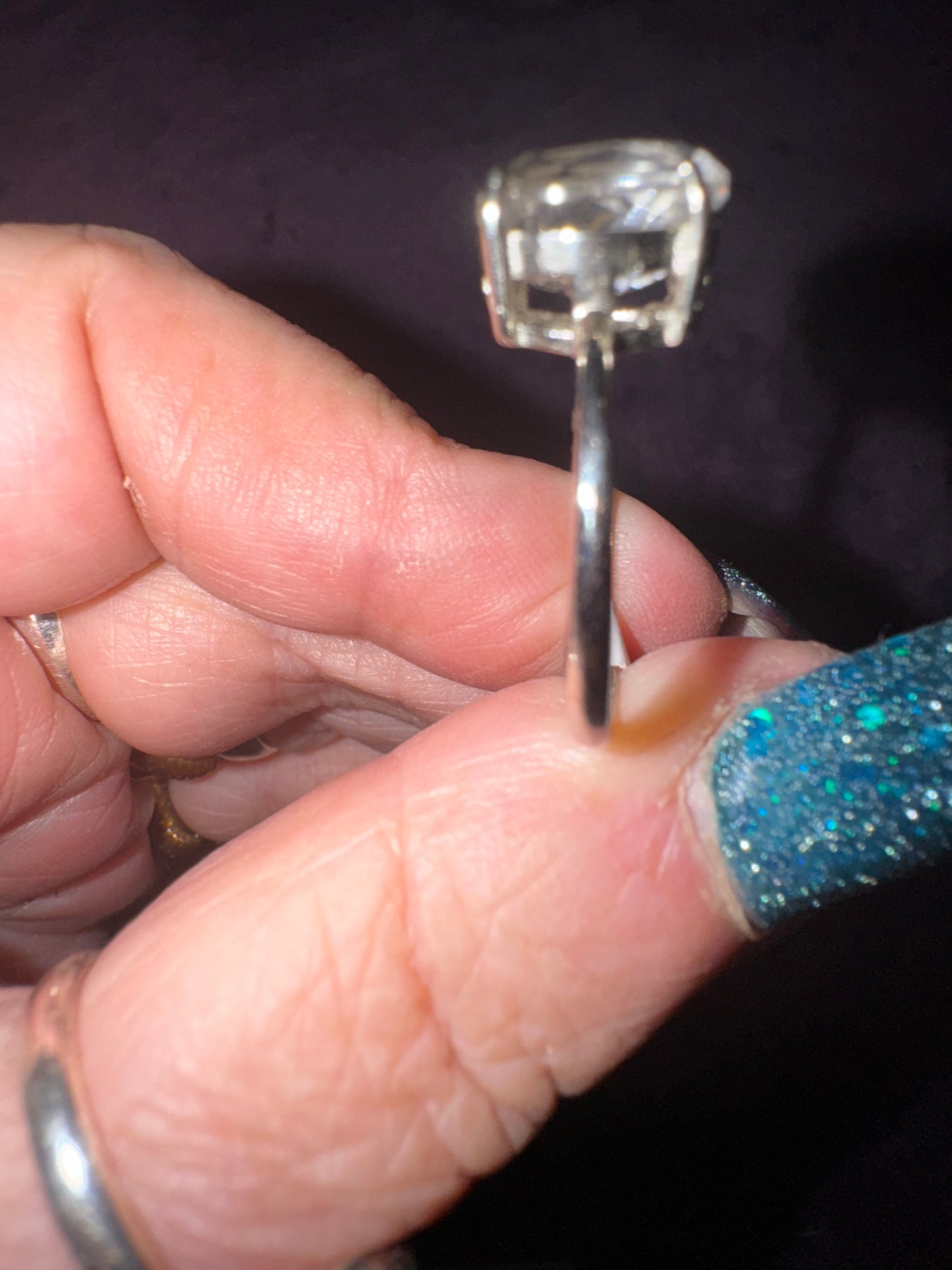 Clear Quartz Solitaire Ring ( Nickle Free Stainless Steel)