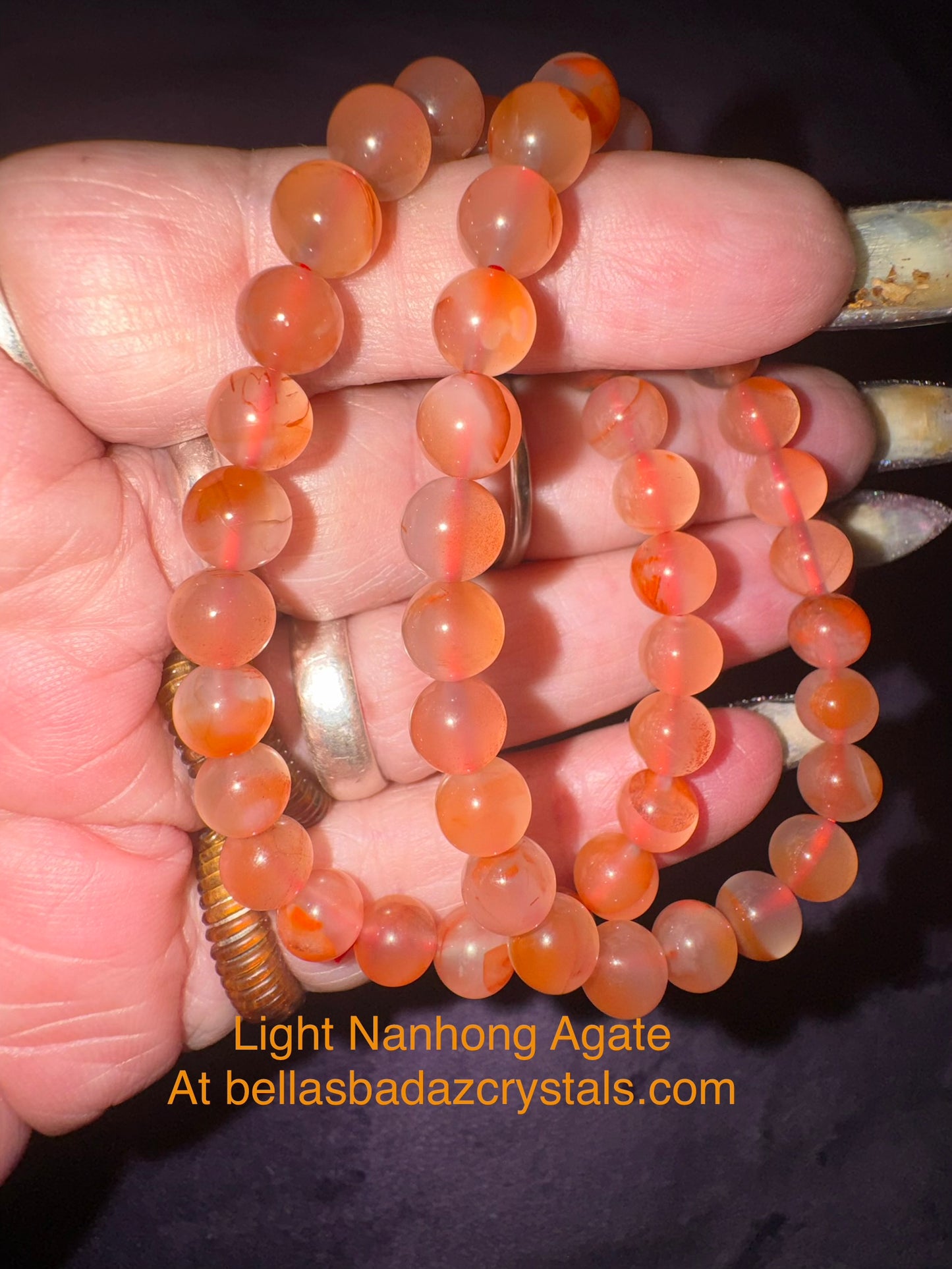 Light Nanhong Agate 8mm Bead Bracelets