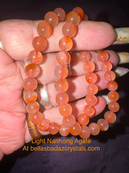 Light Nanhong Agate 8mm Bead Bracelets