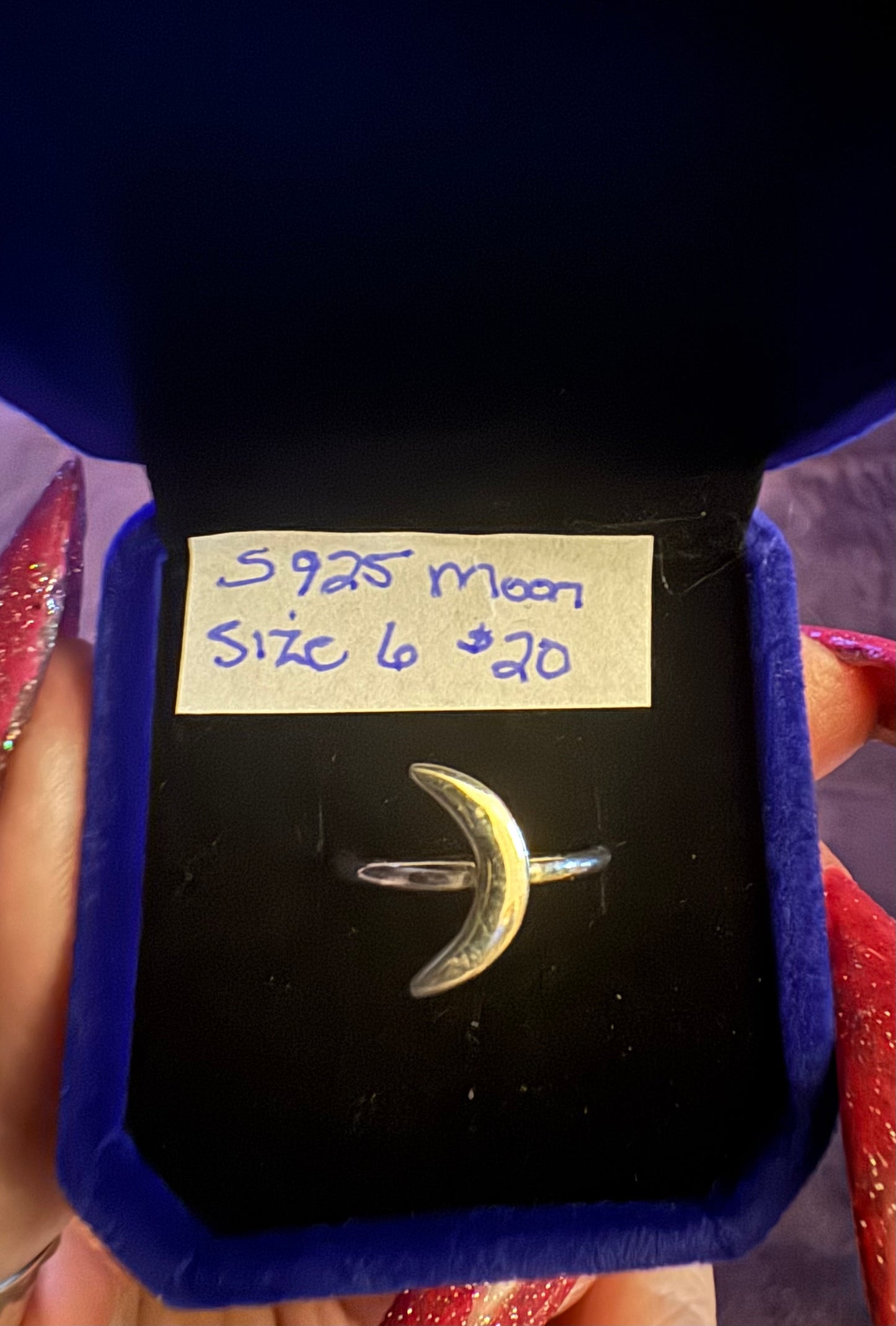 s925 Handcrafted Moon Ring