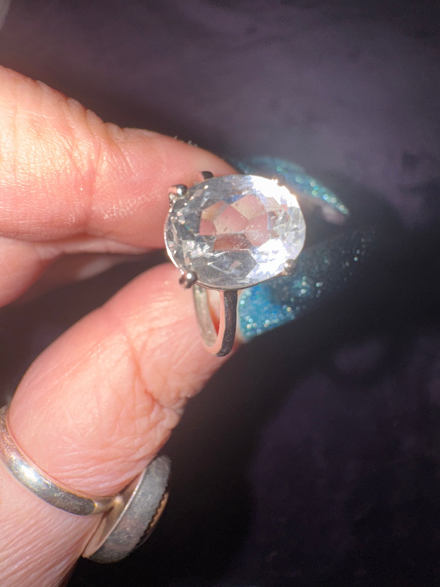 Clear Quartz Solitaire Ring ( Nickle Free Stainless Steel)