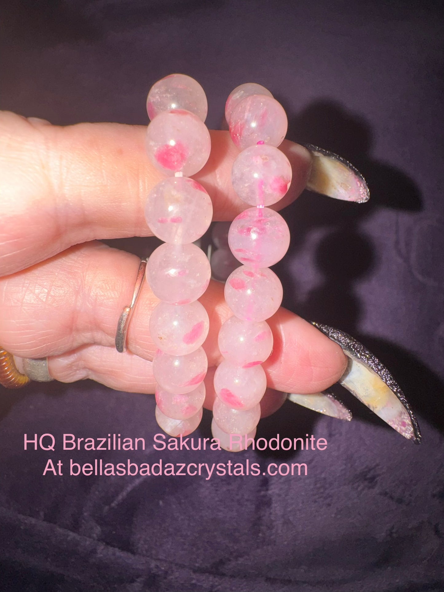 Sakura Rhodonite 9.5mm Bead Bracelet ( Brazil)