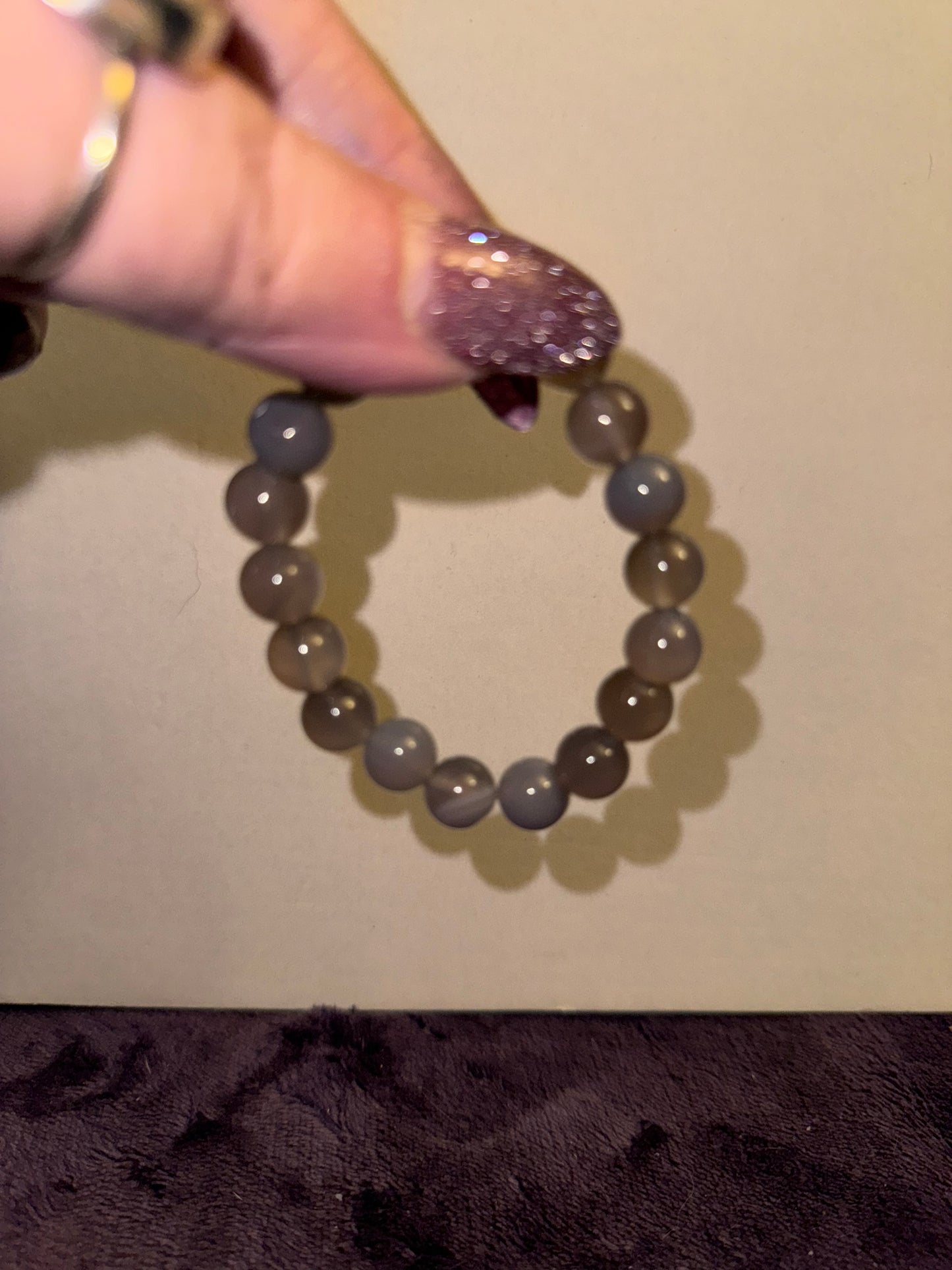 Gray Agate 10mm Bead Bracelets