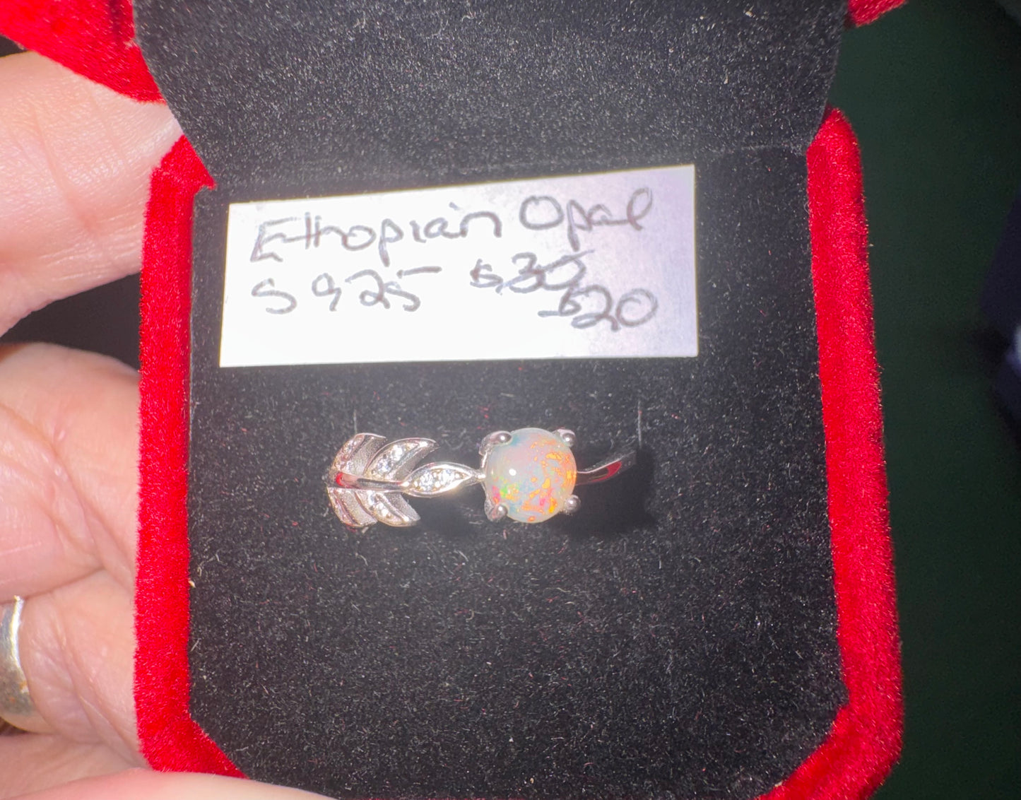 Ethiopian Opal and Zirconia s925 Adjustable Ring