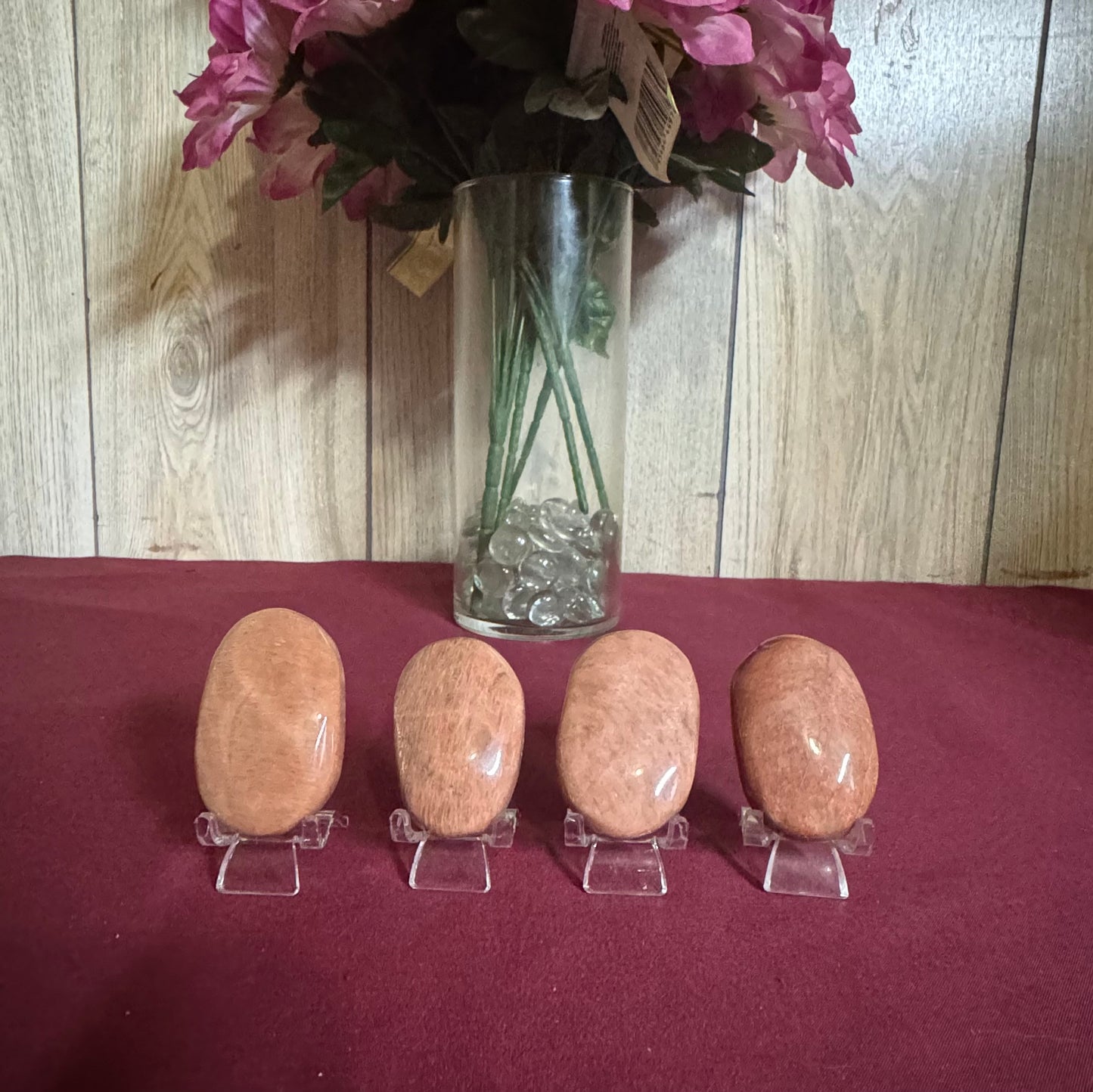 Peach Moonstone Palm Stones