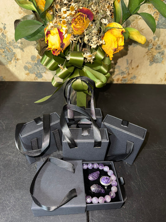 Elegant, Silky Black Gift Bag and Jewelry Gift Box In One