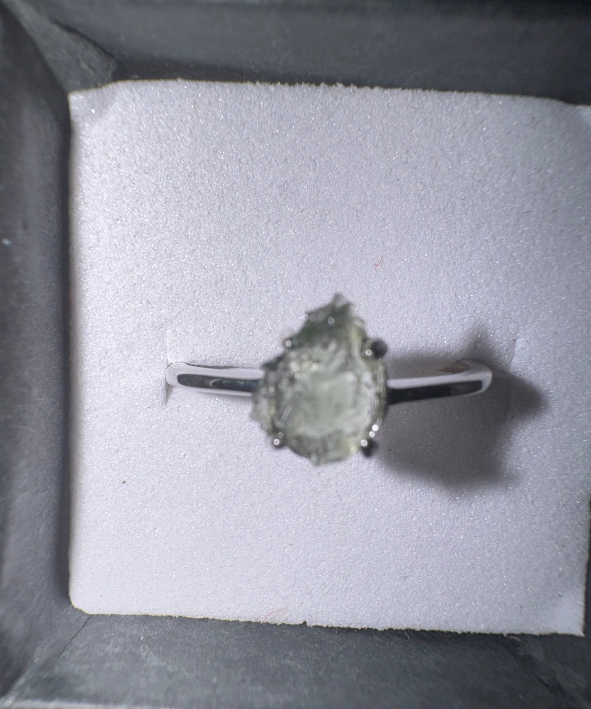 Natural Raw Moldavite s925 Dainty Starter Ring.  Includes Certificate, Box and Cleaning Cloth.