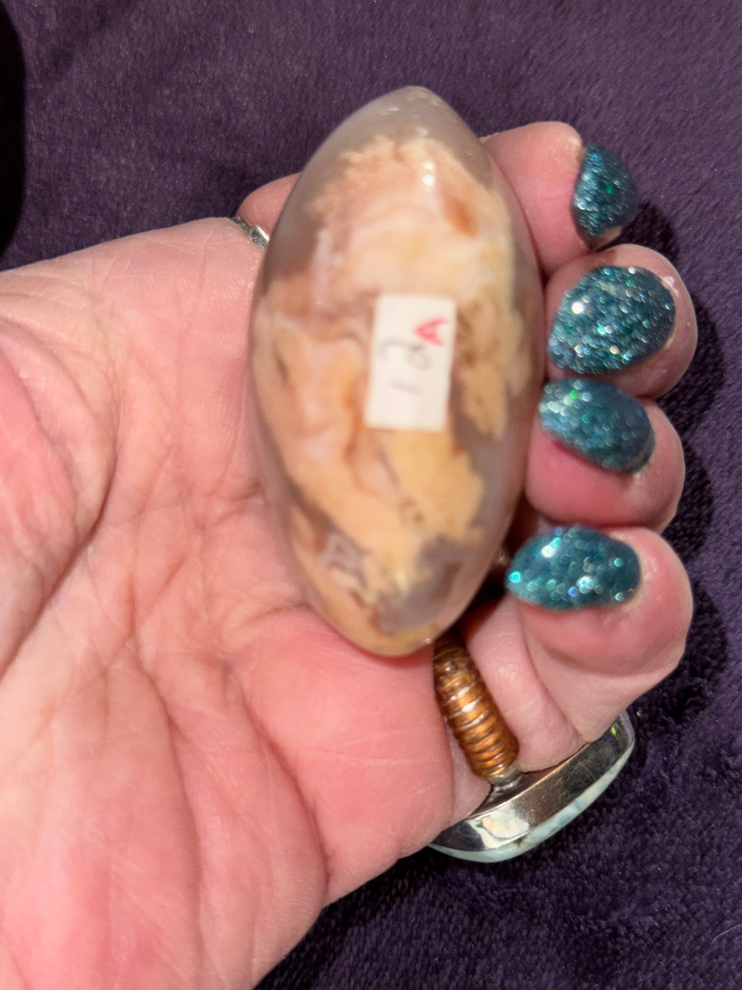 HQ Flower Quartz with Carnelian Palm Stones