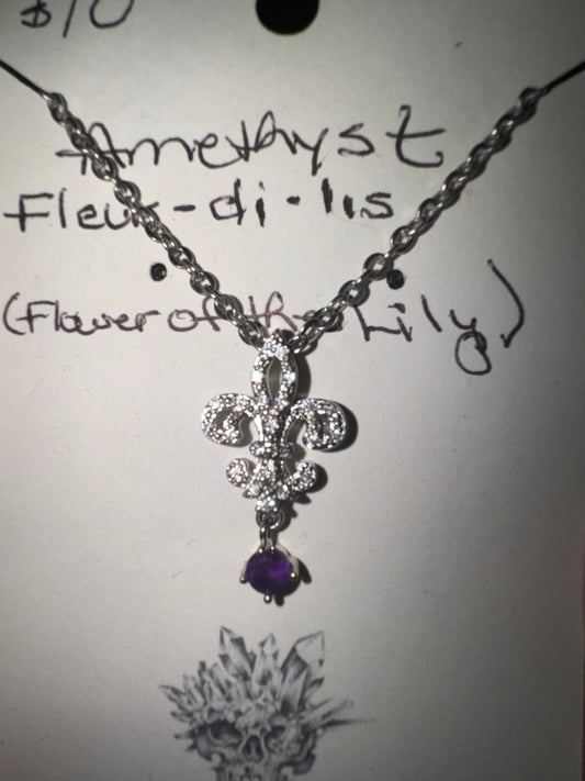 Amethyst Fleur De Lis Necklace