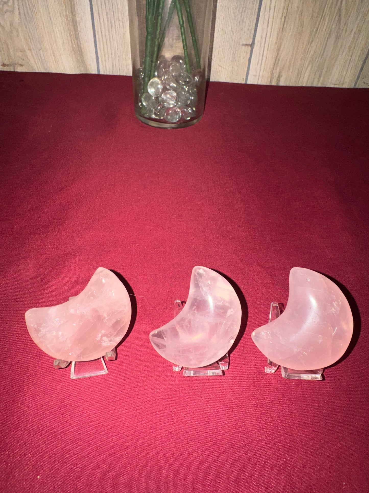 HQ Rose Quartz Moon Carvings