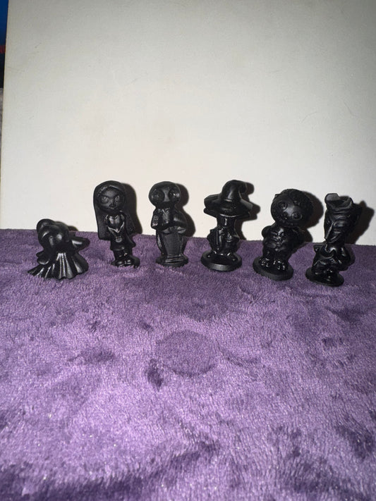 Small Black Obsidian NBC Characters. 6 pc Set