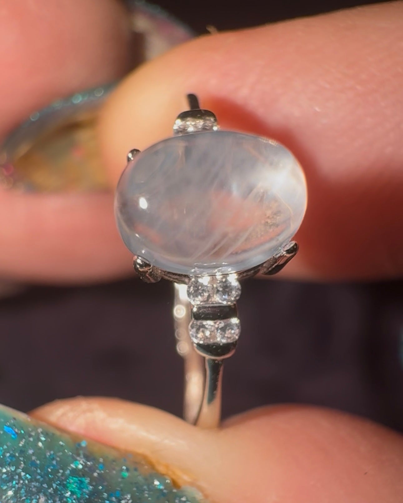 Brazilian Star Blue Needle Quartz Ring