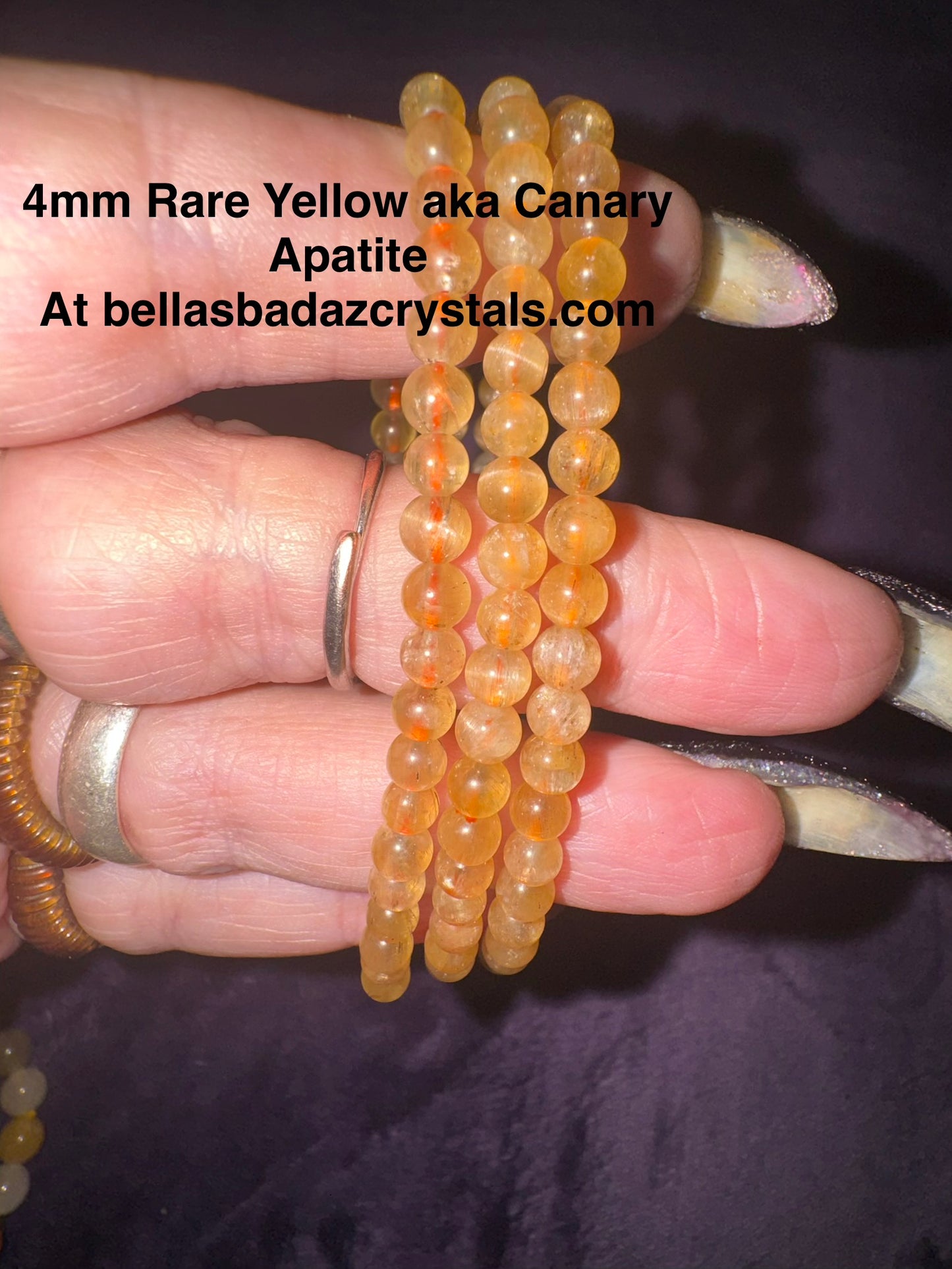 Gem Grade Yellow Apatite 4mm Bead Bracelets