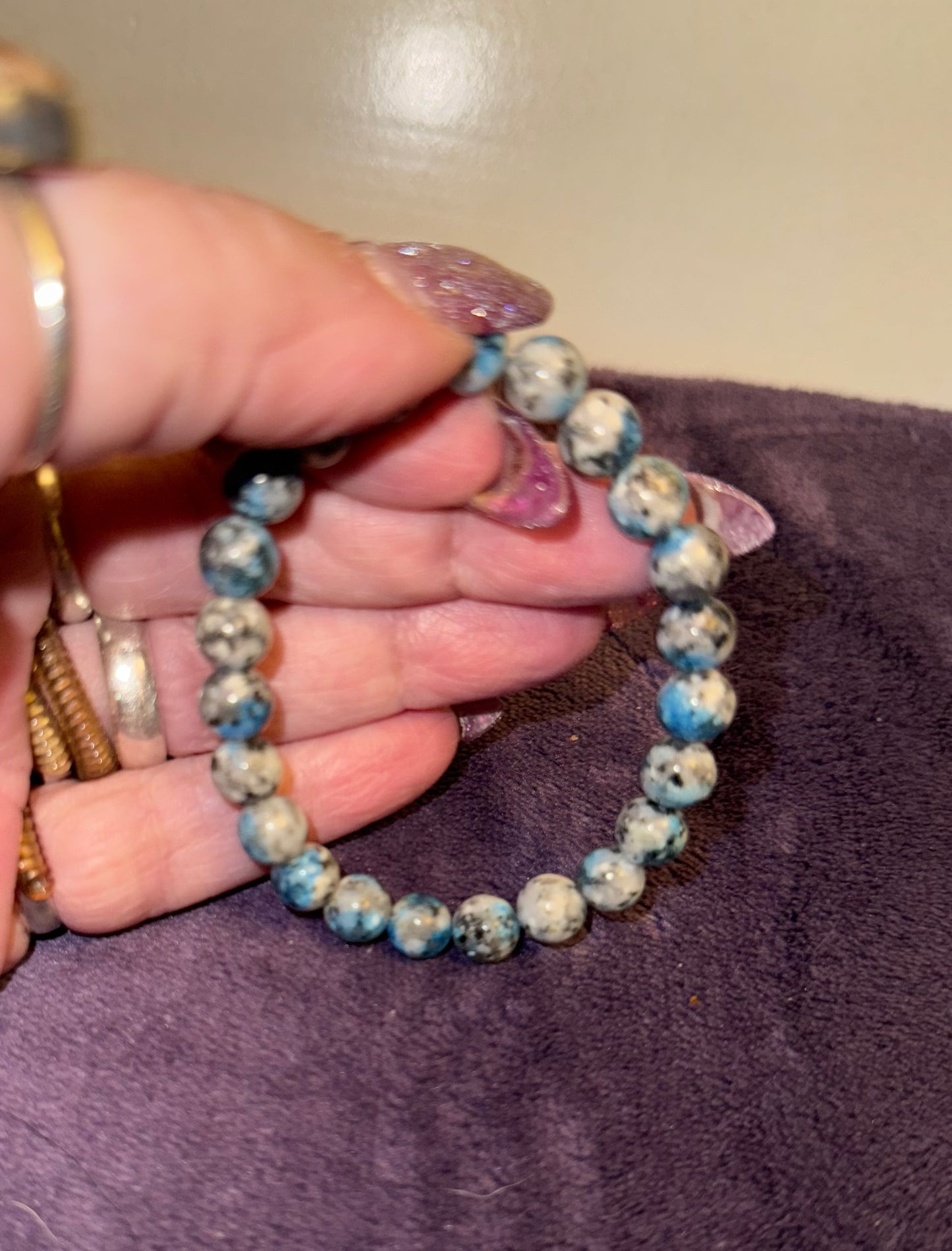 K2 Jasper ( Raindrop Azurite ) 8mm Bead Bracelets