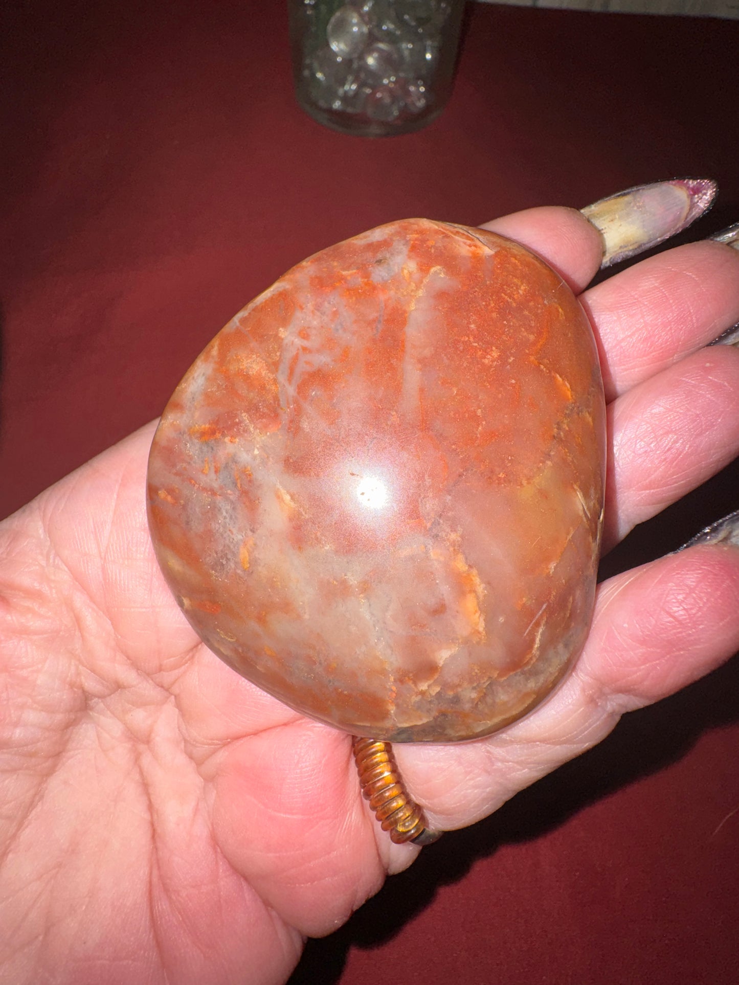 Bracciated Red Jasper Freeform Palm Stone