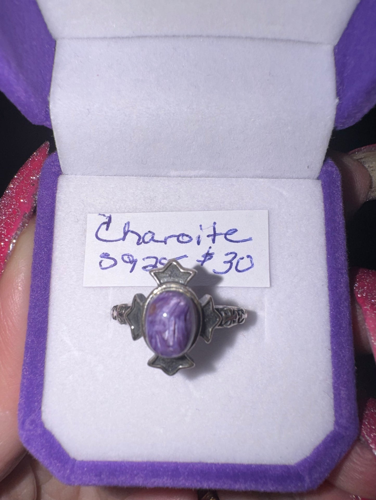 Royal Russian Charoite Adjustable s925 Ring