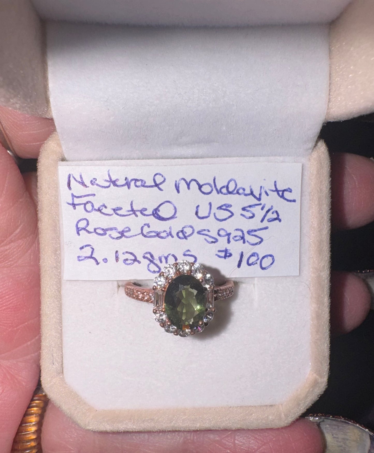 Beautiful Fitted US Size 5.5 Faceted Natural Moldavite