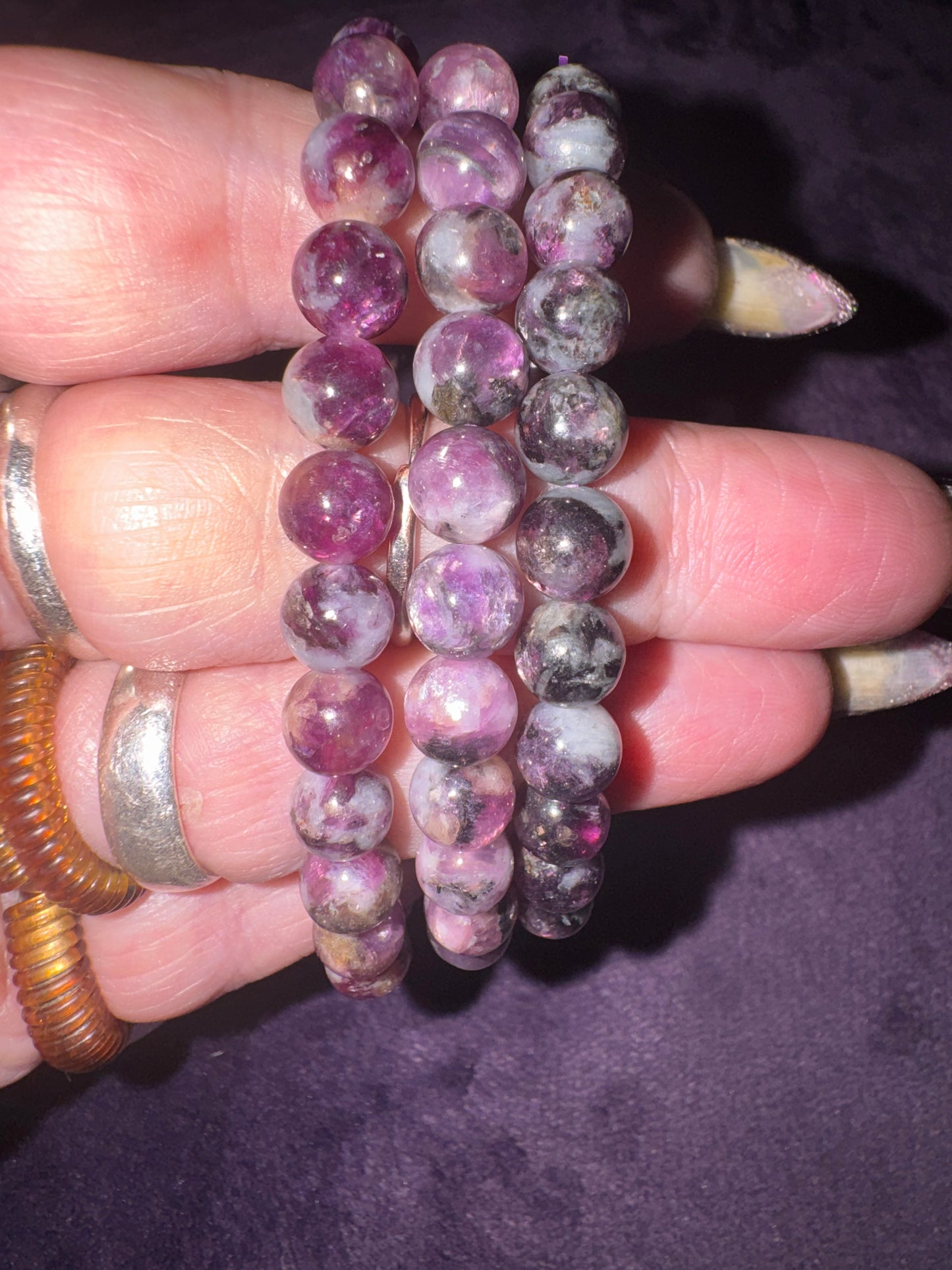 HQ Purple Emerald ( purple mica ) 8mm Bead Bracelets