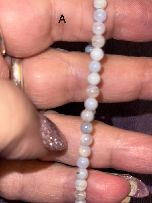 HQ Dainty 4.5 mm Blue Lace Agate Bead Bracelets
