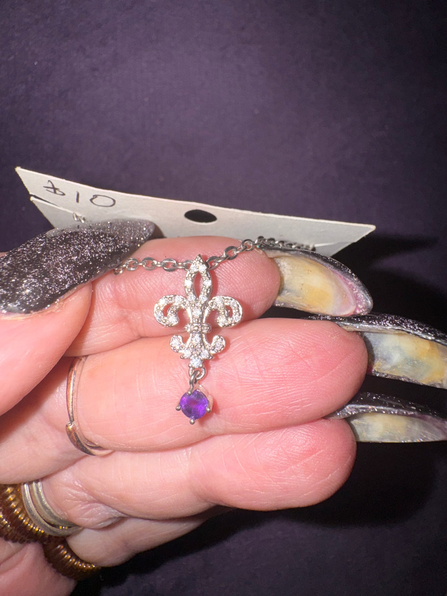 Amethyst Fleur De Lis Necklace