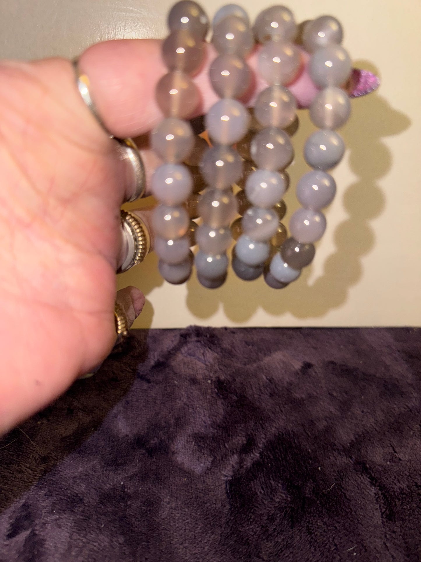 Gray Agate 10mm Bead Bracelets