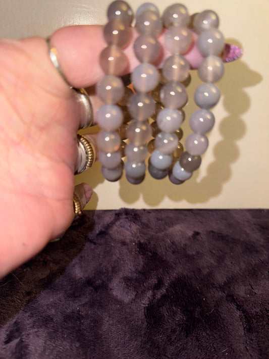 Gray Agate 10mm Bead Bracelets