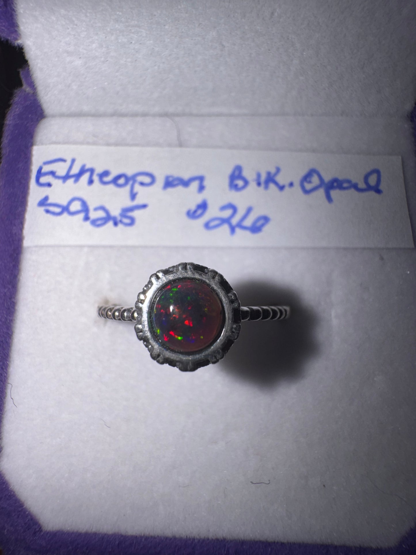 Ethiopian Black Opal Adjustable s925