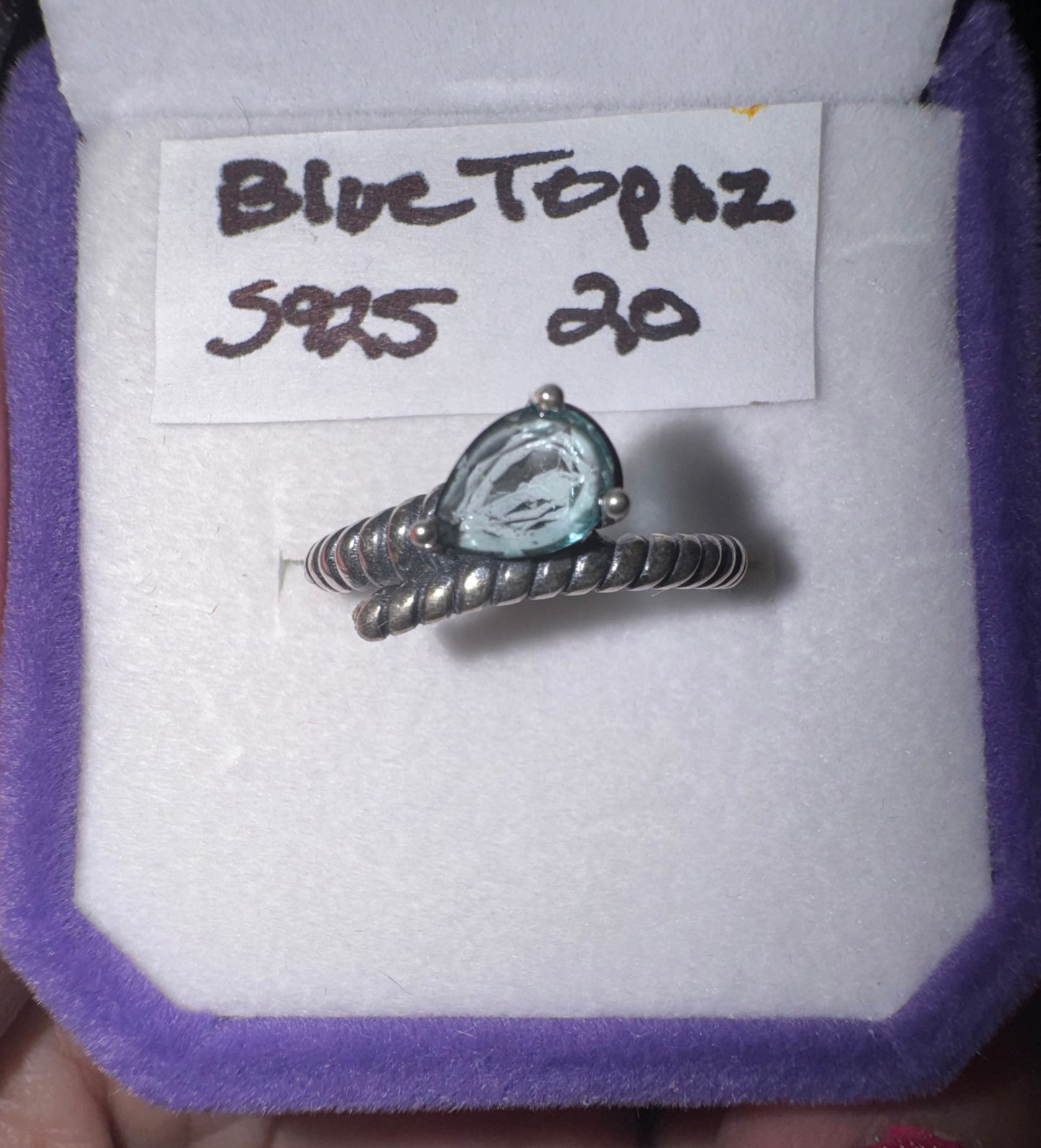 Blue Topaz s925 Adjustable Ring