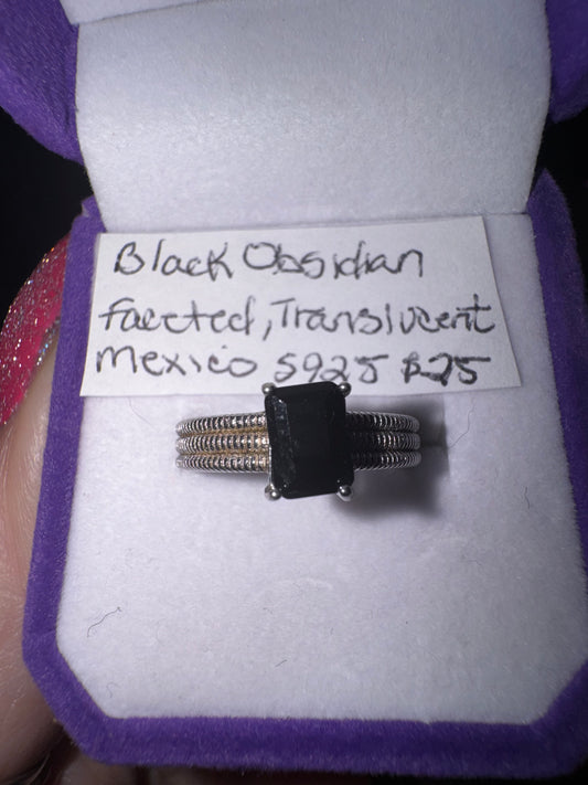 Black Obsidian s925 Adjustable Ring